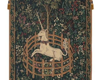 Unicorn in Captivity Tapestry La Chasse à la Licorne Medieval Wall Hanging Art Decor