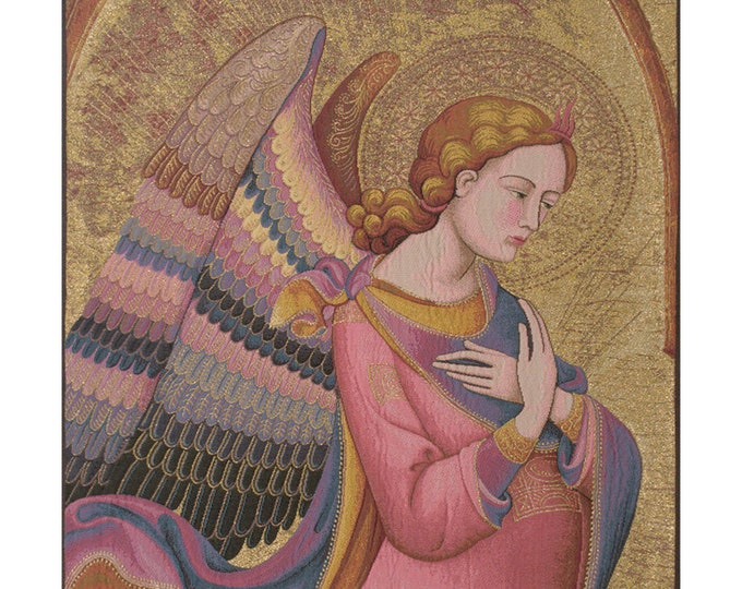 L Monaco Angel European Wall Tapestry - Young Lady Wall Decor Art - Decorative Italian Wall Tapestry - Religious Unique Wall Hanging