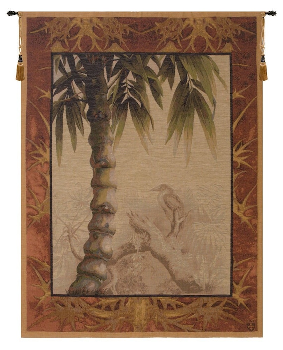 Le Palmier Tapestry: French Woven Jacquard Wall Hanging, Tree of Life