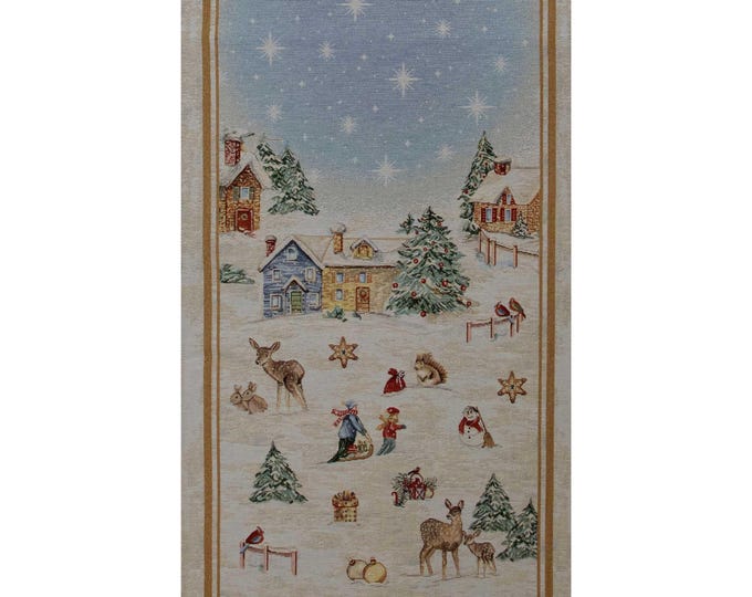 Winter Snowy Table Runner Holiday Christmas Dining Decor White Festive Seasonal Home Accent