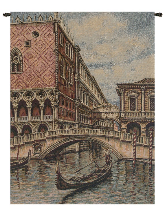 Venice Canal Jacquard Wall Tapestry: Italian Woven Art (18x12 inch)