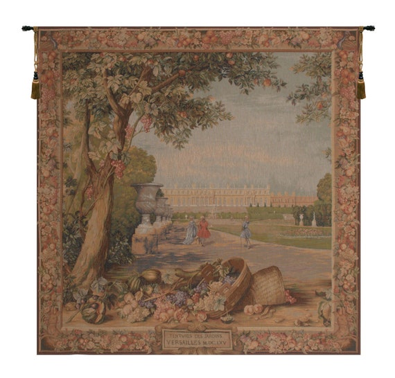 Versailles Garden Tapestry: French Jacquard Woven Wall Art (58x58 inch)