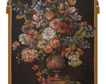 Bouquet Exemplar European Wall Tapestry - Floral Decorative Wall Hanging - Woven French Wall Tapestry - Colorful Floral Bouquet Wall Art