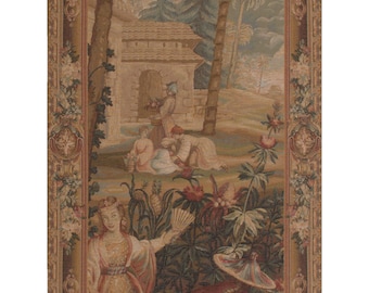 Port R. Des Ananas G Left European Wall Tapestry - Peoples Decorative Wall Hanging - Floral and Trees Wall Art - Woven French Wall Tapestry