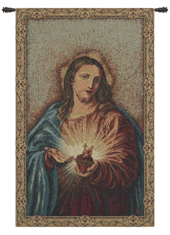 Sacred Heart of Christ European Wall Tapestry Jesus Religious Wall Decor Art Woven Italian Wall Tapestry Christian Wall Hanging Etsy Canada