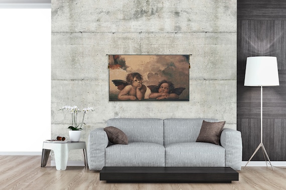 Raffael's Angels European Jacquard Woven Tapestry - Modern Religious Wall Art Home Decor Hanging