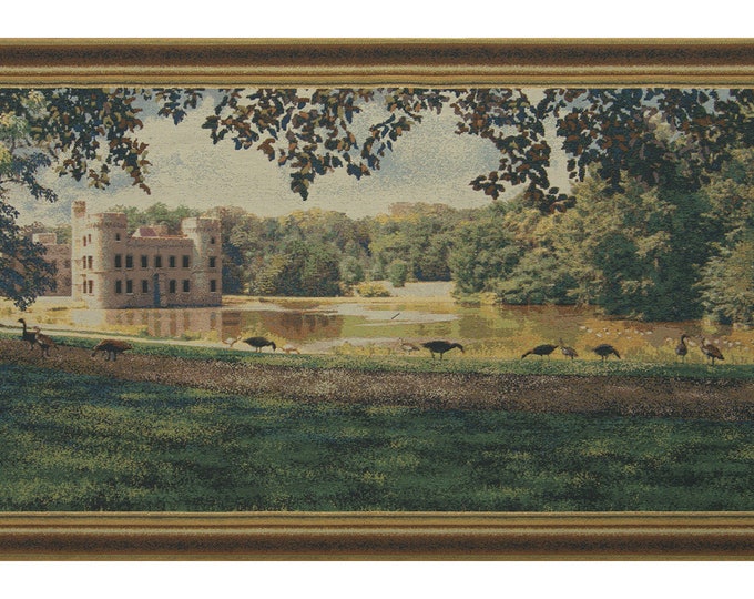 Bouchout Castle Tapestry: Belgian Botanical Garden Wall Art (28x66 inch)
