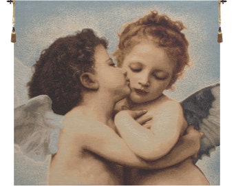 Angel Babies European Wall Tapestry - Religious Decorative Wall Hanging - Woven Belgian Wall Tapestry - Unique Children Wall Decor Art