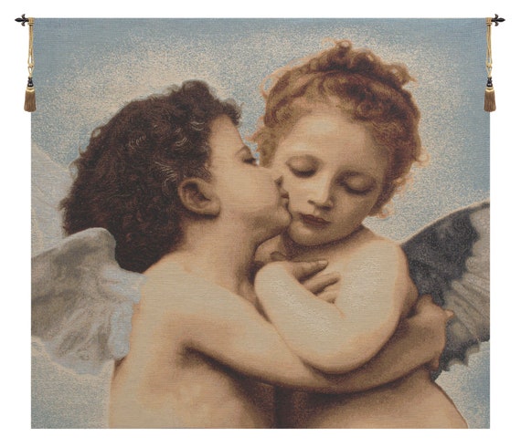 Angel Babies Belgian Woven Wall Tapestry: William Bouguereau Art