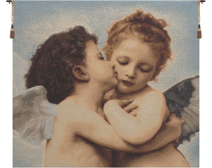 Angel Babies Belgian Woven Wall Tapestry: William Bouguereau Art