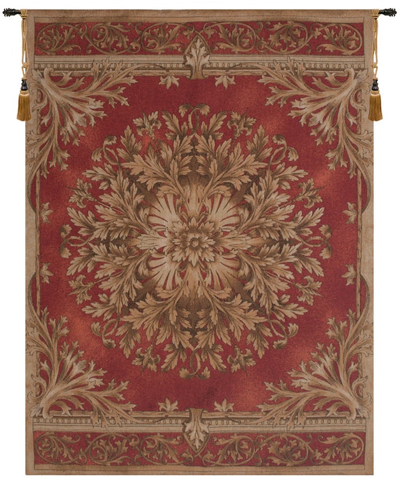 Elegant Medieval French Floral Tapestry - Woven Jacquard Wall Hanging - European Decorative Art