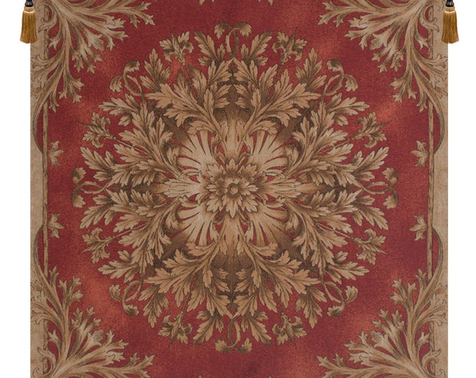 Elegant Medieval French Floral Tapestry - Woven Jacquard Wall Hanging - European Decorative Art