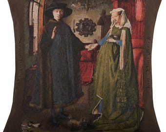 Belgian Tapestry Arnolfini 18x18 Cushion Cover by Jan & Hubert van Eyck, Woven in Belgium, Perfect for Couch, Floor, Home Decor Gift