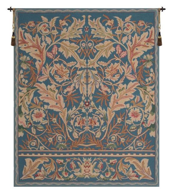 William Morris Acanthus Tapestry: Blue Floral Woven Wall Art