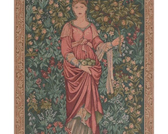Pomona European Wall Tapestry - William Morris Jacquard Wall Hanging - Millefleurs Woven Wall Décor Art - Floral Decorative Wall Tapestry
