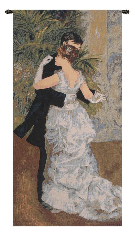 Renoir 'Dance In The City' Tapestry: Woven Belgian Jacquard Wall Art
