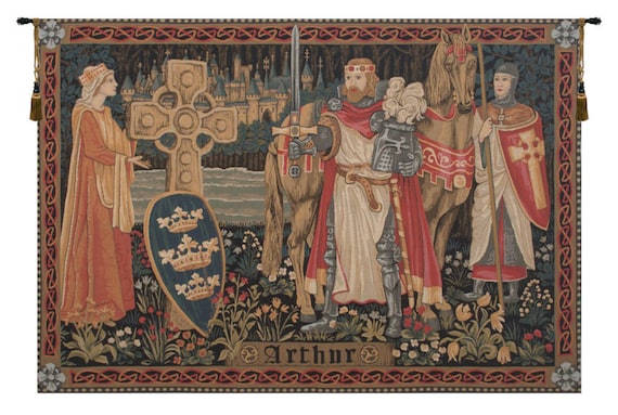 King Arthur Tapestry: Medieval European Wall Hanging, 100% Cotton