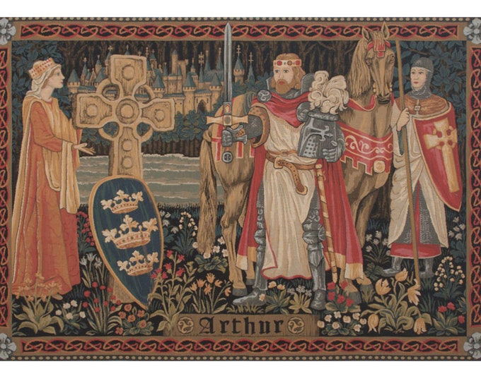 King Arthur Tapestry: Medieval European Wall Hanging, 100% Cotton