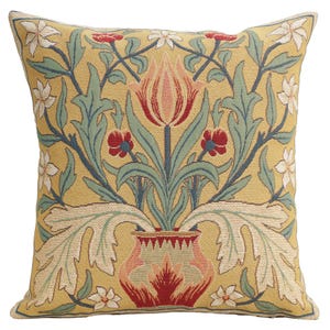 William Morris Tulip Tapestry Pillow Cover - Belgian Jacquard Woven Cushion Case Decorative Home Decor
