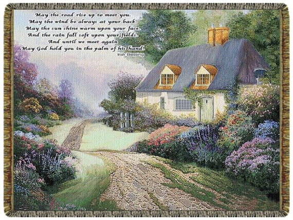 Cottage Path Tapestry Throw: North American Made (52x68 inch)