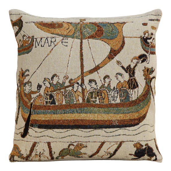 Bayeux Tapestry Cushion Cover: Jacquard Woven Belgian Throw Pillow (18x18)