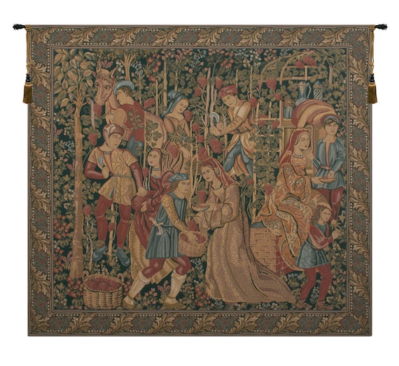 Vintage European Jacquard Woven Wall Tapestry - Belgian Decorative Art Panel for Home 30x37  inch