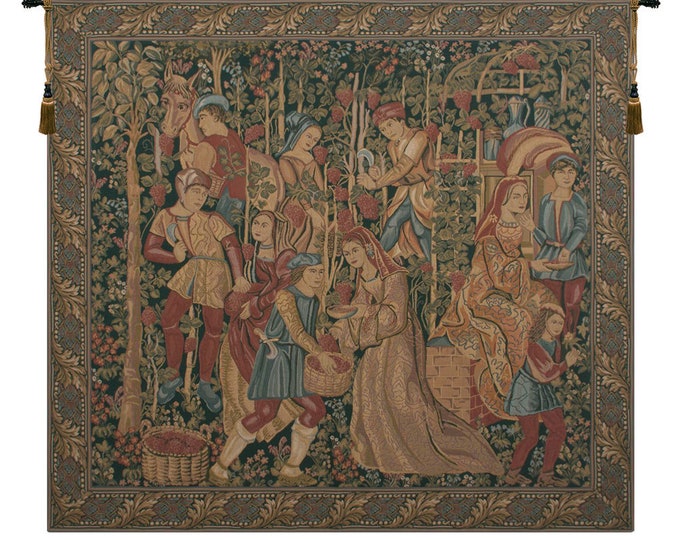 Vintage European Jacquard Woven Wall Tapestry - Belgian Decorative Art Panel for Home 30x37  inch