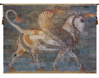 Winged Bull European Wall Tapestry - Animals Lover Wall Décor Art - Woven Jacquard Wall Hanging - Decorative Modern Wall Art