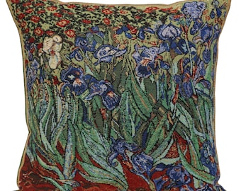 Van Gogh Tapestry Iris Pillow Covers 16x16 Inch, Flower Decor Gift, Van Gogh Art Floral Throw Pillow Covers for Couch, Gift For Women