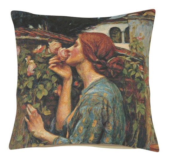 Soul of the Rose Tapestry Pillow Cover: Belgian Floral Cushion (18x18)