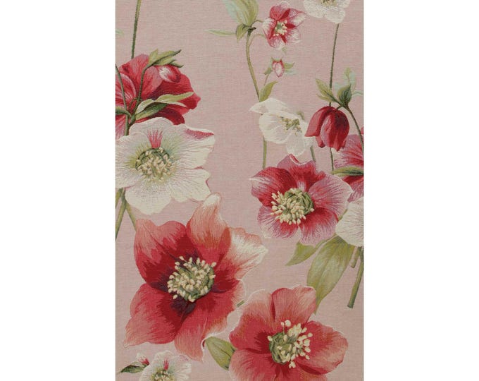 Pink Hellebores Floral Table Runner - Spring Garden Dining Room Decor