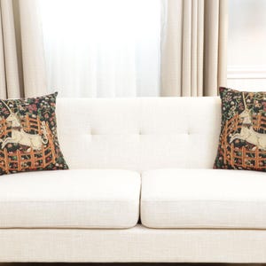 Belgian Woven Unicorn Millefleurs Tapestry Pillow Cover 16x16 Inch - Fantasy Home Decor Cushion Gift image 7