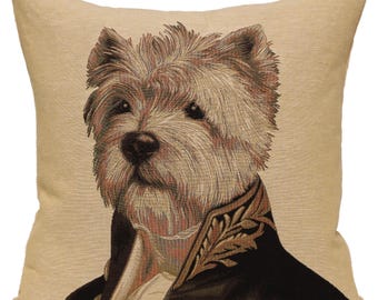 Westie Dog Tapestry Cushion Cover 18x18 Belgian Jacquard Woven Pillow Cover