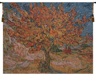 The Mulberry Tree European Woven Wall Tapestry - Van Gogh Art Decorative Wall Hanging - Belgian Tapestry Wall Décor - Colorful Tree Wall Art
