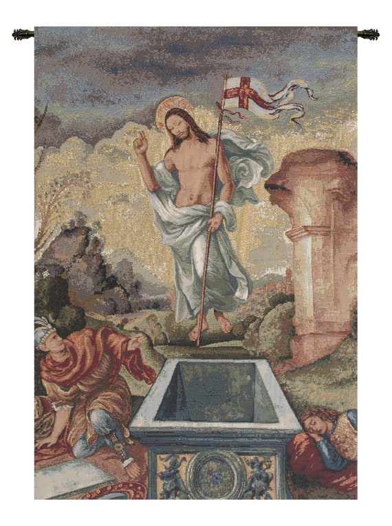 Resurrected Jesus European Tapestry - Saint Christian Wall Art Decor - Belgian Woven Jacquard Hanging