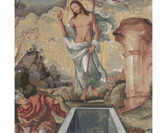 Resurrected Jesus European Tapestry - Saint Christian Wall Art Decor - Belgian Woven Jacquard Hanging