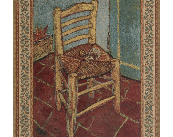Van Gogh Inspired Chair Tapestry: European Woven Wall Hanging (33x26 inch)