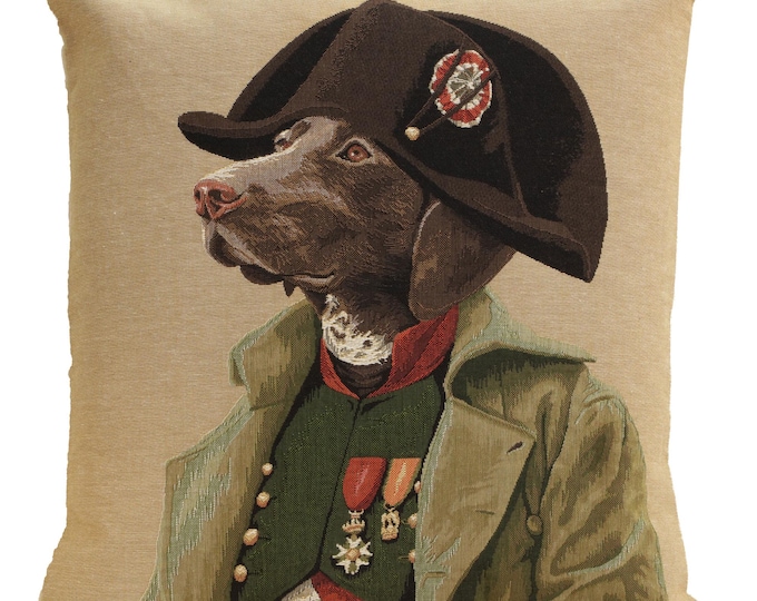 Napoleon Dog Tapestry Pillow Cover: Belgian Woven Cotton, 18x18