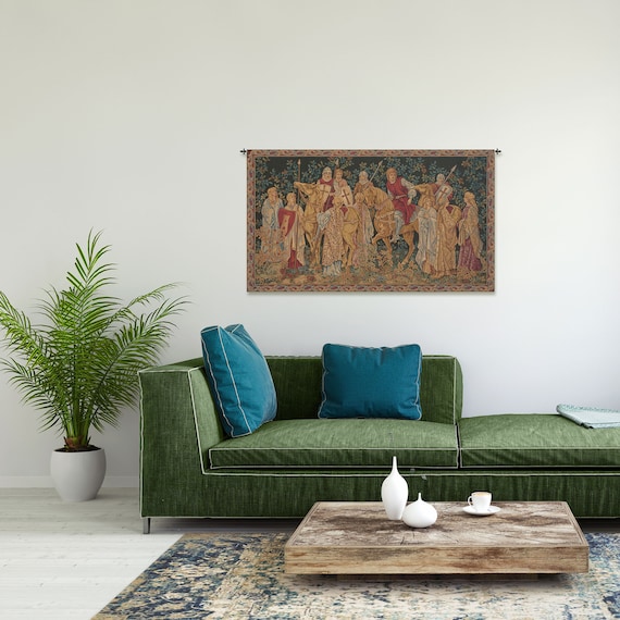 William Morris European Medieval Tapestry - Les Croises I Wall Art Hanging for Bedroom Decor