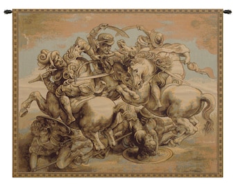 Wall Decor The Battle of Anghiari Wall Tapestry, Horse Woven Wall Hangings Tapestry Gift For Her/Him, Italian Jacquard Modern Wall Art