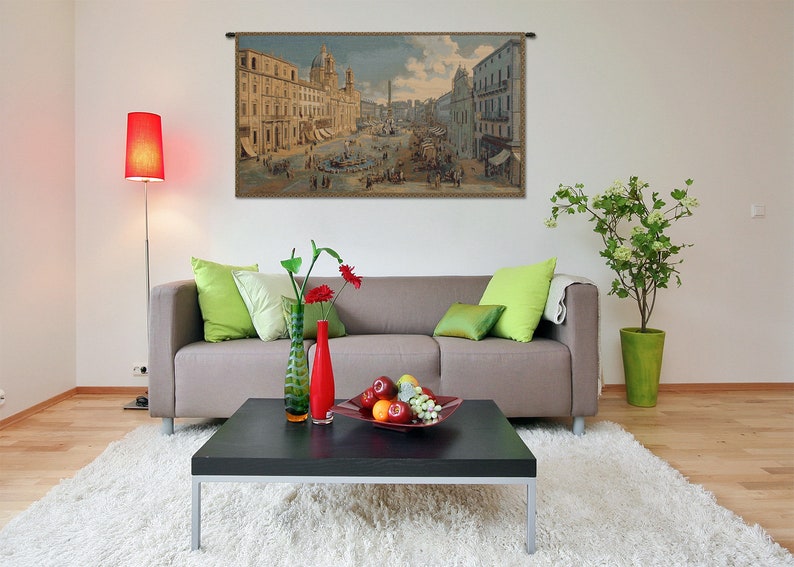 Navona Square Tapestry: Italian Jacquard Woven Wall Art image 5