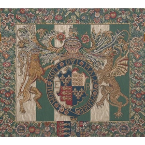 Royal Arms of England Tapestry: Medieval Jacquard Woven Wall Hanging