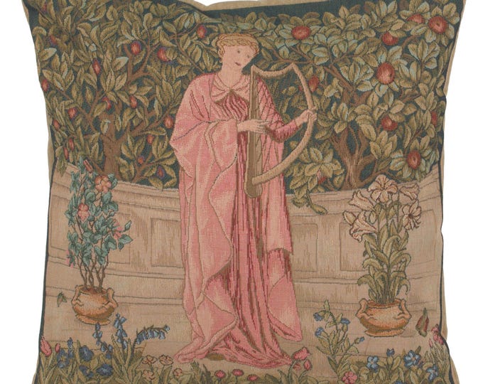 William Morris Menestrel Tapestry Cushion Covers - 19x19 inch Decorative Jacquard Art Pillow for Sofa