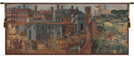 Allegoria del Buon Governo Tapestry: Italian Jacquard Woven Wall Hanging