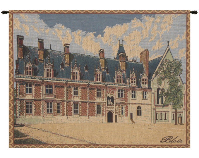 Castle Blois Tapestry: Belgian Woven Wall Decor Art (14x19 inch)
