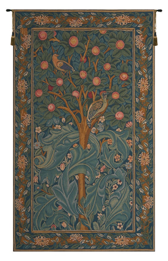 William Morris Woodpecker Tapestry: French Woven Wall Hanging (45x28 inch)