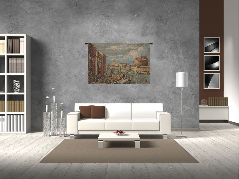 Rome European Wall Tapestry - Coastal Dwelling Jacquard Wall Decor Art - Woven Italian Wall Tapestry - Decorative Wall Hanging image 10