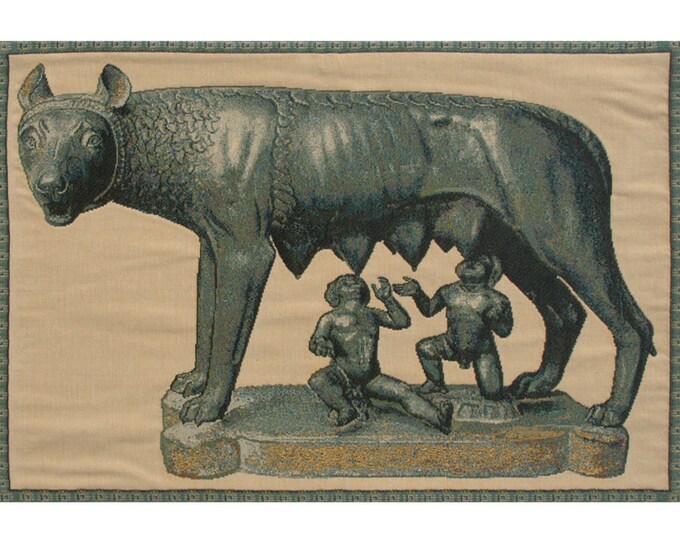 Lupa Capitolina Tapestry: Italian Woven Wall Hanging, She-Wolf Art