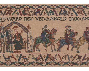 Bayeux - Edward European Wall Tapestry - Medieval Woven Wall Art - Gobelin Wall Tapestry Hanging - Cream Background Belgian Wall Décor Art