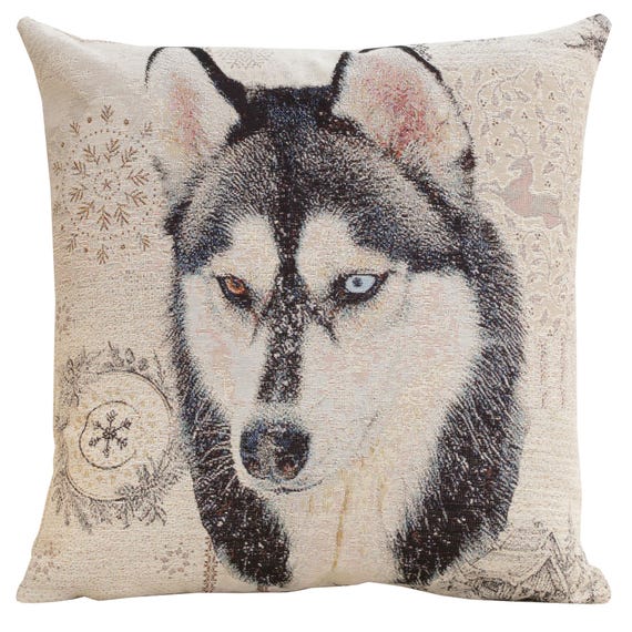 Belgian Woven Husky Tapestry Pillow Cover - 18x18 inch